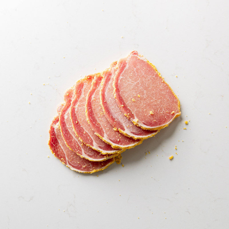 Row of Thick Sliced Peameal Bacon from The Butcher Shoppe