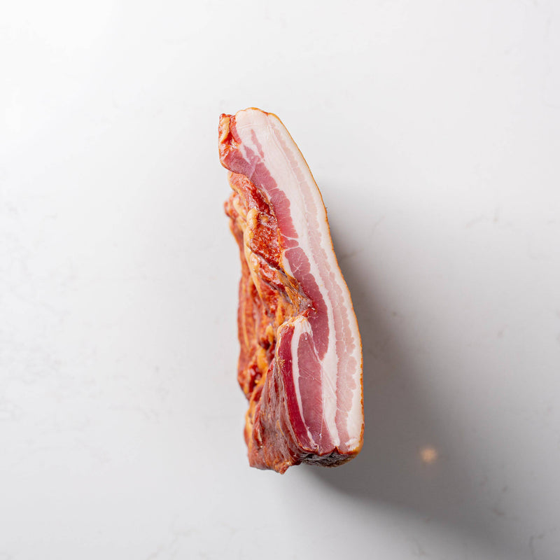 European Style Side Bacon Double Smoked Dry Cured Skin Off from The Butcher Shoppe