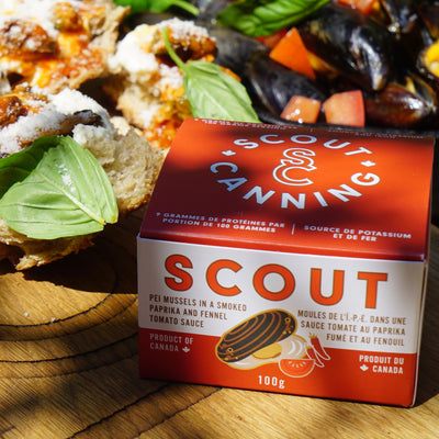 SCOUT Canning: Sustainably Harvested Canned Seafood - Lobster. Highlighting SCOUT's commitment to sustainability and premium quality through their canned lobster products.