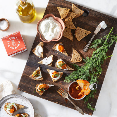 SCOUT Canning: Sustainably Harvested Canned Seafood - Mussels. Showcasing SCOUT's dedication to sustainability and excellence through their canned mussel offerings.