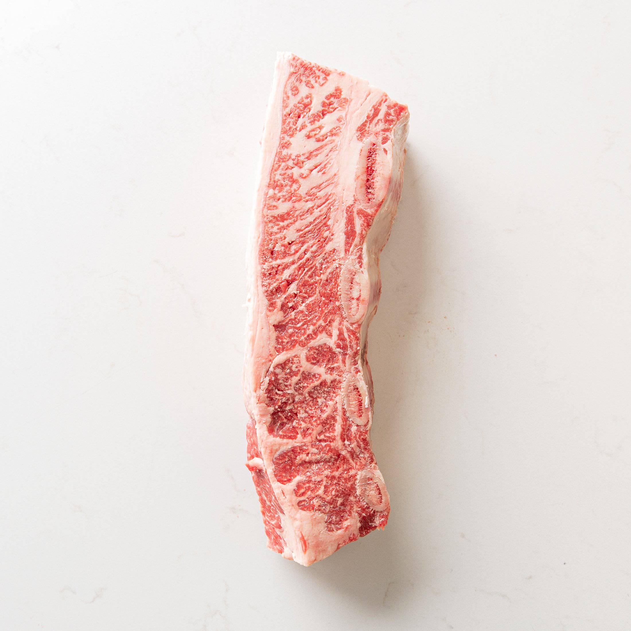 Bottom View of a 4-Bone Beef Short Rib from The Butcher Shoppe