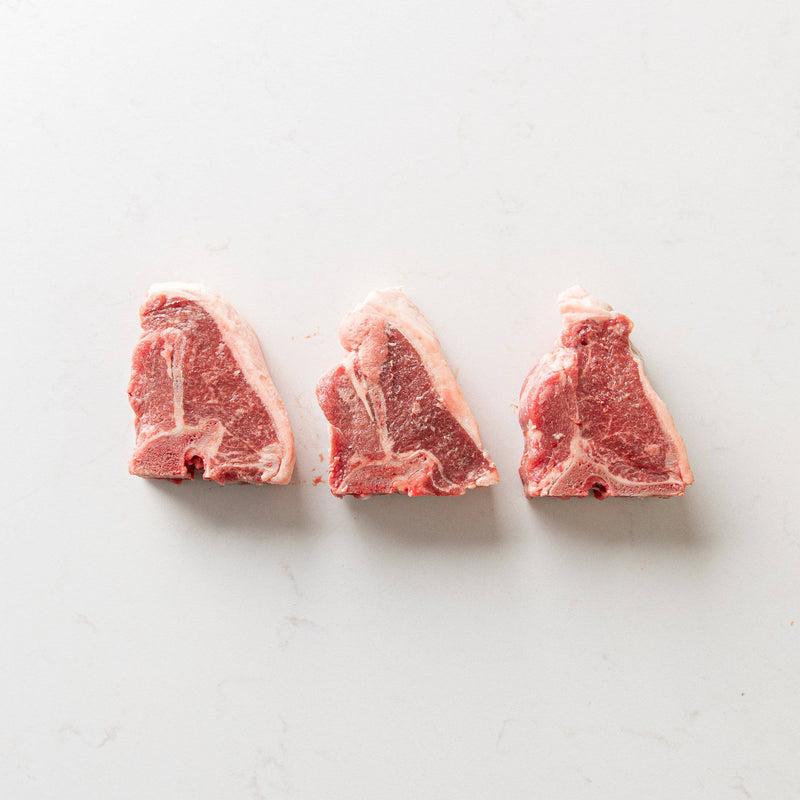 Side Profile of Three Lamb Loin Chops from The Butcher Shoppe