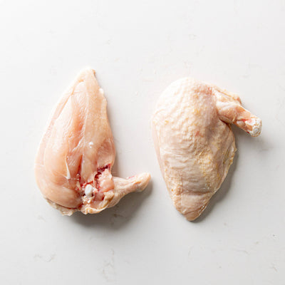 Two Chicken Supreme Cuts Front and Back with the Skin On from The Butcher Shoppe