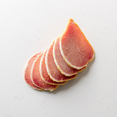 Overlapping Slices of Peameal Bacon from The Butcher Shoppe
