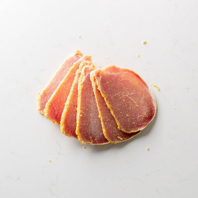 Closeup of Thick-Sliced Peameal Bacon from The Butcher Shoppe